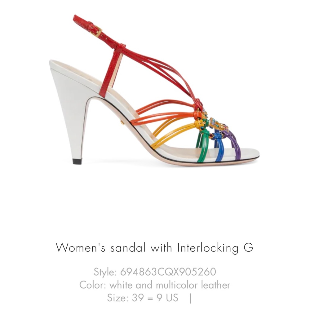NEW Gucci white Sandal with Multicolor interlocking G